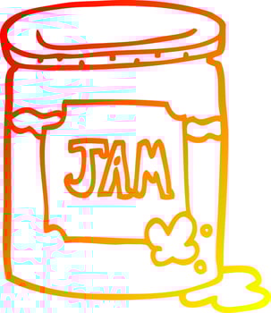 warm gradient line drawing cartoon jam pot vector