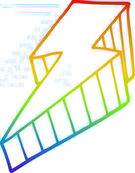rainbow gradient line drawing cartoon decorative lightning bolt vector