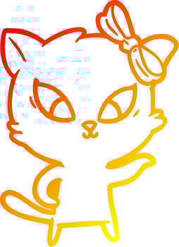 warm gradient line drawing cartoon cat vector