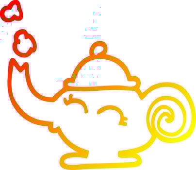 warm gradient line drawing cartoon magic lamp vector