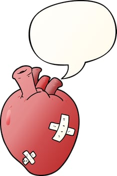 cartoon heart and speech bubble in smooth gradient style vector