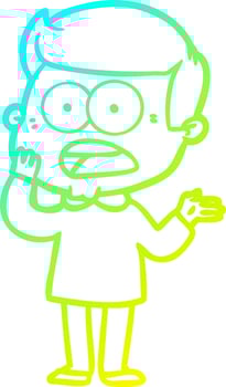 cold gradient line drawing cartoon shocked man vector