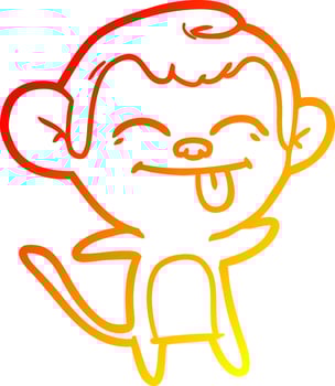 warm gradient line drawing funny cartoon monkey vector