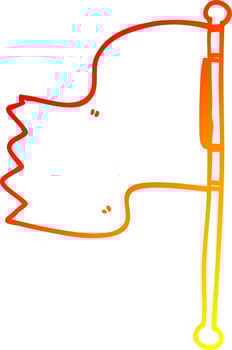 warm gradient line drawing cartoon waving flag vector