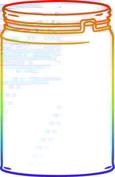 rainbow gradient line drawing cartoon empty glass jar vector