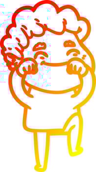 warm gradient line drawing cartoon friendly man vector