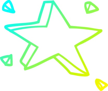 cold gradient line drawing cartoon star vector