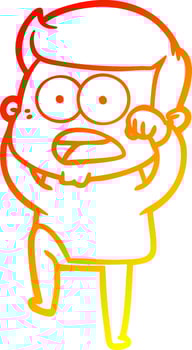 warm gradient line drawing cartoon shocked man vector