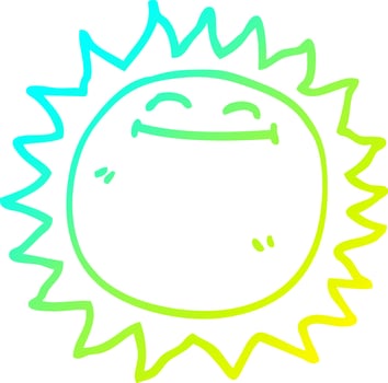 cold gradient line drawing cartoon shining sun vector
