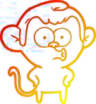 warm gradient line drawing cartoon surprised monkey vector