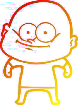 warm gradient line drawing cartoon bald man staring vector