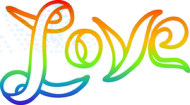 rainbow gradient line drawing cartoon love banner vector