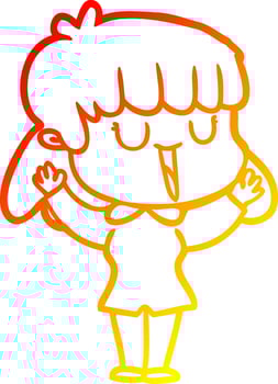 warm gradient line drawing cartoon woman vector