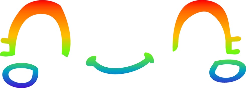 rainbow gradient line drawing cute cartoon face vector