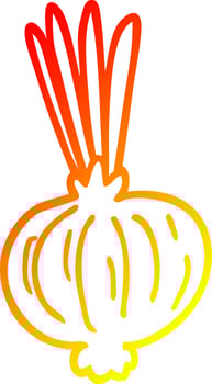 warm gradient line drawing cartoon onion vector