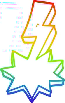 rainbow gradient line drawing cartoon lightning strike vector