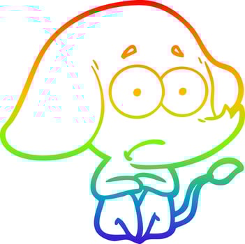 rainbow gradient line drawing cartoon unsure elephant vector
