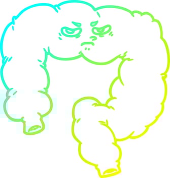 cold gradient line drawing cartoon angry colon vector