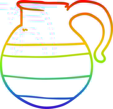 rainbow gradient line drawing cartoon jug vector