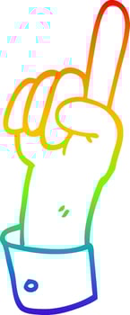 rainbow gradient line drawing cartoon pointing hand vector