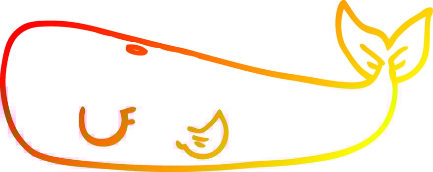 warm gradient line drawing cartoon whale vector