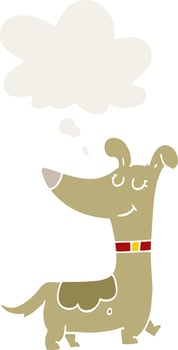 cartoon dog and thought bubble in retro style vector
