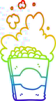 rainbow gradient line drawing cartoon popcorn vector