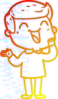 warm gradient line drawing cartoon happy man vector