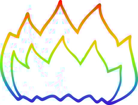 rainbow gradient line drawing cartoon gas flame vector