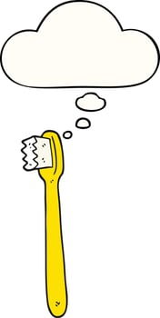 cartoon toothbrush and thought bubble vector