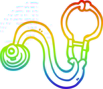 rainbow gradient line drawing cartoon doctors stethoscope vector