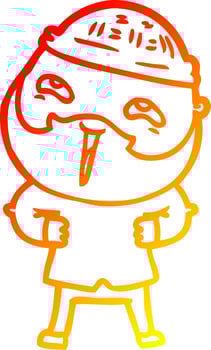 warm gradient line drawing cartoon happy bearded man vector