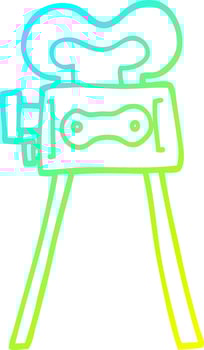 cold gradient line drawing cartoon film camera vector