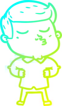 cold gradient line drawing cartoon model guy pouting vector