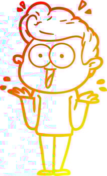 warm gradient line drawing cartoon man shrugging vector