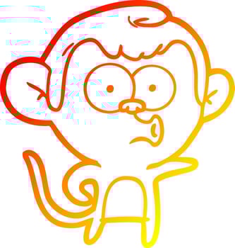 warm gradient line drawing cartoon pointing monkey vector
