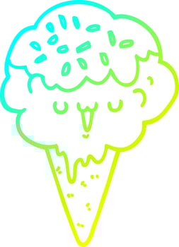 cold gradient line drawing cartoon ice cream vector