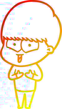 warm gradient line drawing cartoon happy boy vector