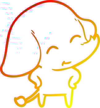 warm gradient line drawing cute cartoon elephant vector