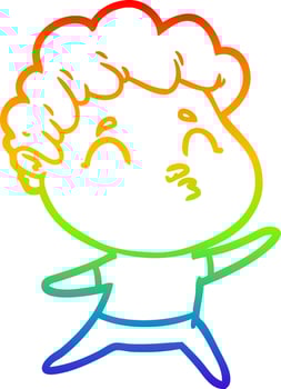 rainbow gradient line drawing cartoon man pouting vector