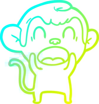 cold gradient line drawing shouting cartoon monkey vector