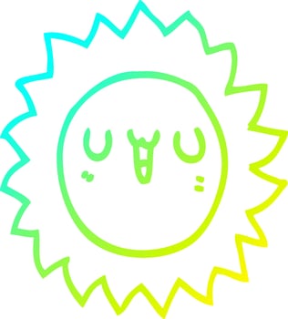 cold gradient line drawing cartoon sun vector