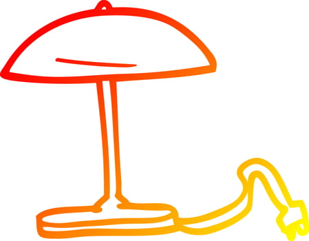 warm gradient line drawing cartoon desk lamp vector