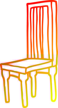 warm gradient line drawing cartoon wooden chair vector