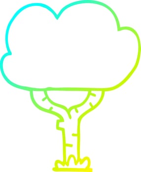 cold gradient line drawing cartoon tree vector