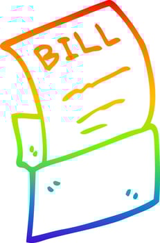 rainbow gradient line drawing cartoon debt bill vector