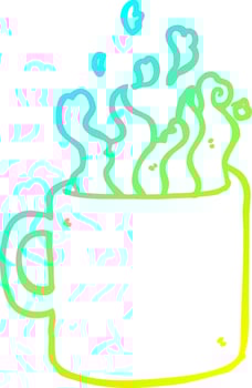 cold gradient line drawing cartoon hot cup of coffee vector