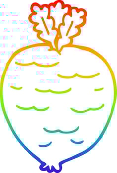 rainbow gradient line drawing cartoon root vegetable vector