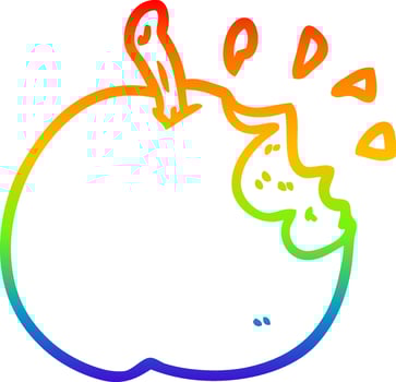 rainbow gradient line drawing fresh bitten apple vector