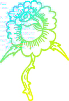 cold gradient line drawing cartoon rose tattoo symbol vector